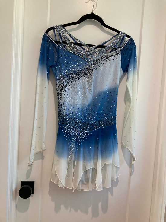 Dresses & Skirts - Adult M/L Blue/white Ombre Ice Skating Dress with rhinestones